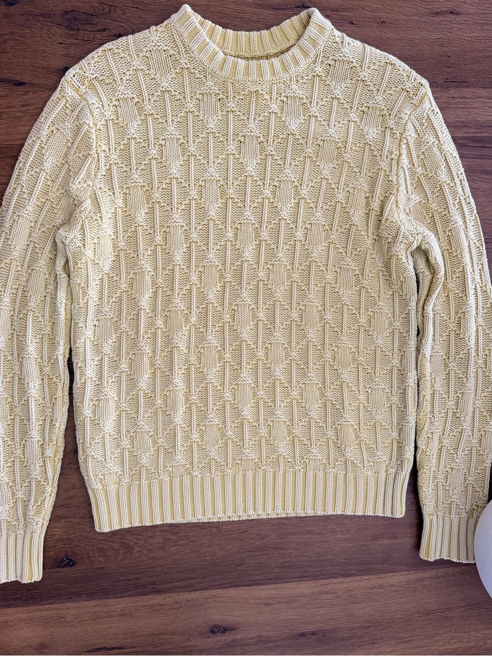 American Eagle Outfitters Cream Textured Crewneck Sweater worn once
